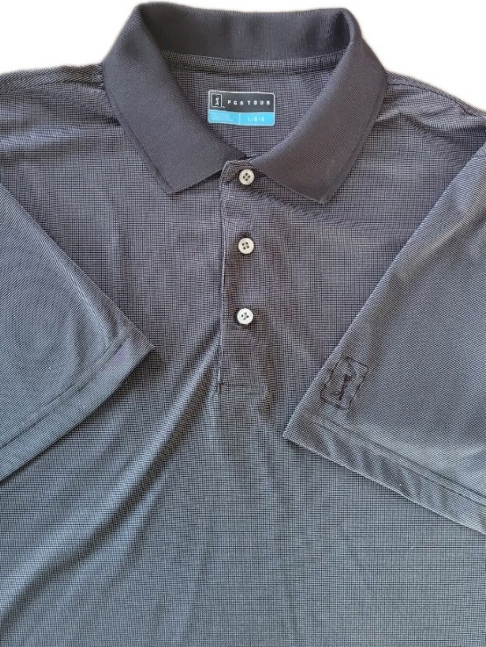 PGA Tour Polo Shirt Men's Gray Sun Protection Moisture Wicking Embroidered L